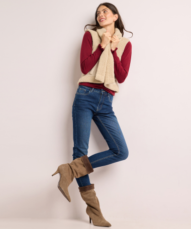 teddy gilet met suedinelook
