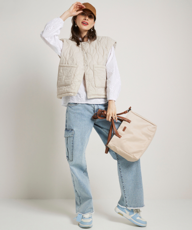 oversized doorgestikt gilet