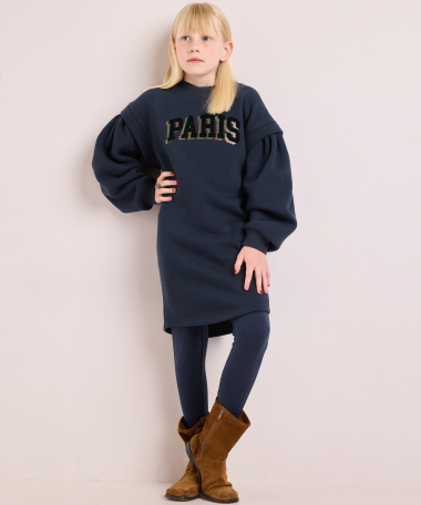 sweat jurk met pofmouw