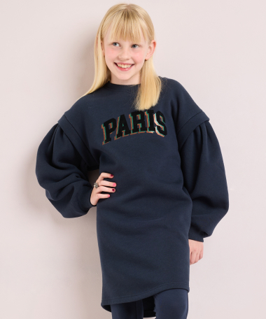sweat jurk met pofmouw
