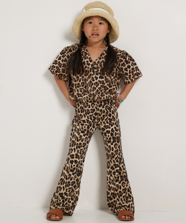 flared fit broek panterprint glitters