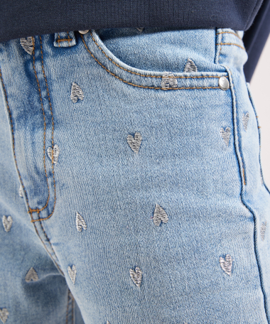 wide fit stretch jeans embroidery