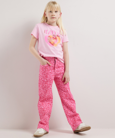 wide fit twill broek panterprint