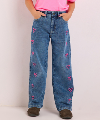 wide fit jeans met hartjes