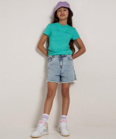 wide fit denim short high waist