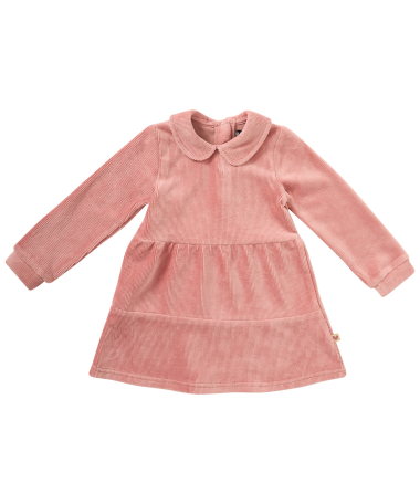 rib velvet jurkje met kraag