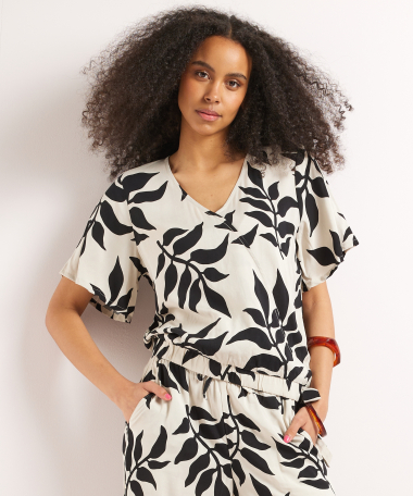 t-shirt met overslag all-over print