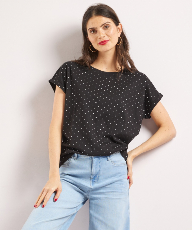 wijd t-shirt stippen