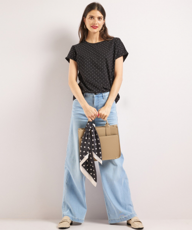 wijd t-shirt stippen