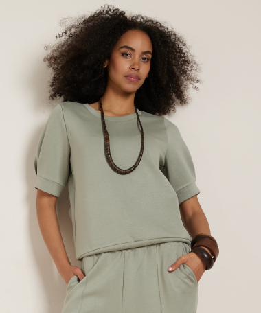 ronde hals t-shirt pofmouw