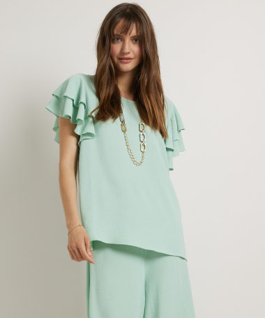ruche t-shirt met ketting