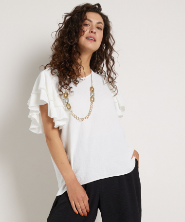 uni t-shirt met wijde ruchemouw