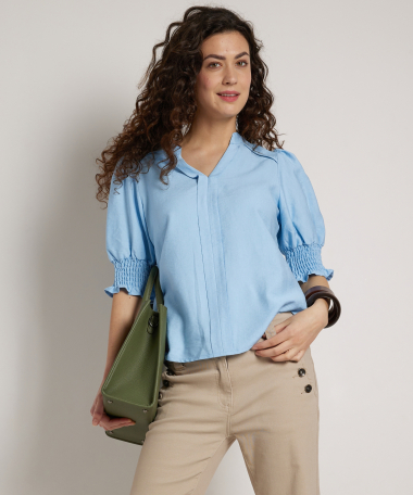 v-hals t-shirt korte smockmouw
