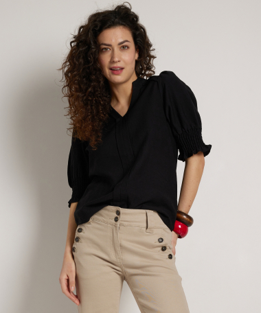 v-hals t-shirt korte smockmouw