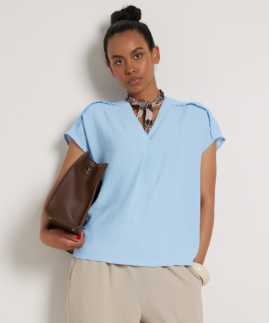 uni v-hals t-shirt schouderdetail