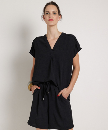 uni v-hals t-shirt schouderdetail