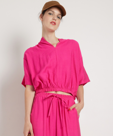 kort t-shirt met elastische boord