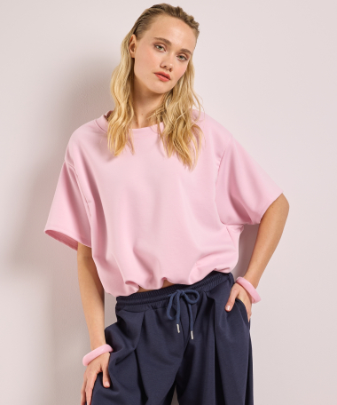 korte scuba t-shirt met elastiek