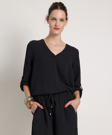 v-hals top met ophaalmouw
