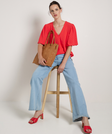 glitter top met v-hals