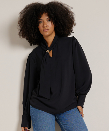 uni top met sjaalkraag