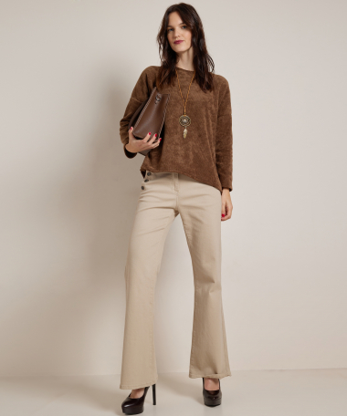 rib velvet top met ketting