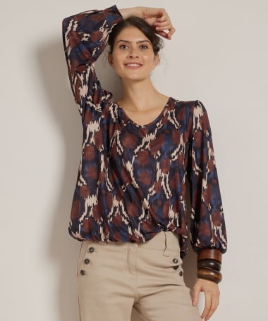 v-hals top met print