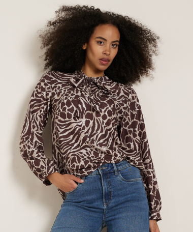 animalprint top met strik