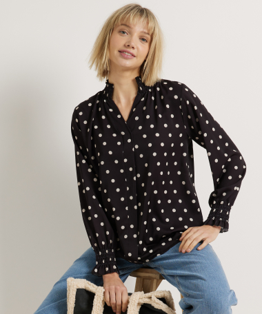 gesmockte top polkadot