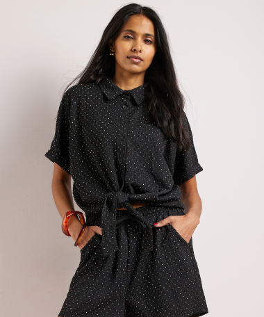 crinkle korte blouse glitters