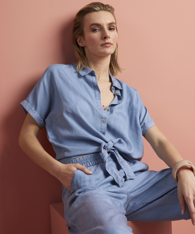 blouse met strikceintuur