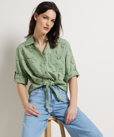 Elegante bedrukte knoop blouse jurk voor dames main image 1