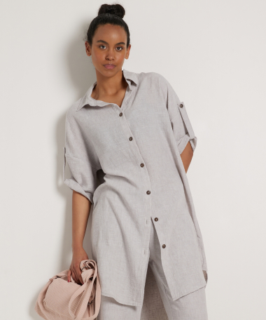 lange blouse linnenlook