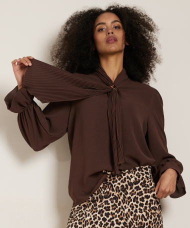 uni blouse met sjaalkraag