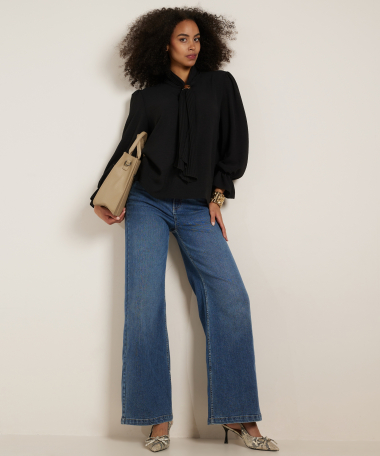 uni blouse met sjaalkraag