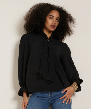 uni blouse met sjaalkraag