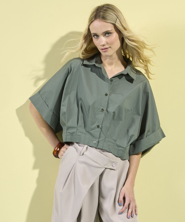 cropped blouse met korte mouw