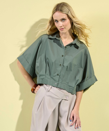 cropped blouse met korte mouw