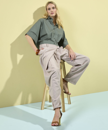 cropped blouse met korte mouw