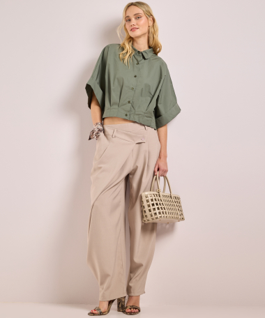 cropped blouse met korte mouw