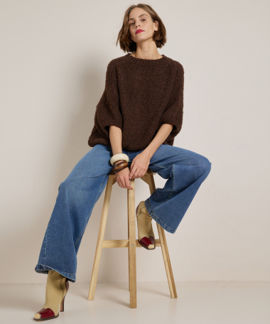 boucle trui met korte mouw