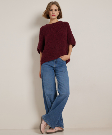 boucle trui met korte mouw