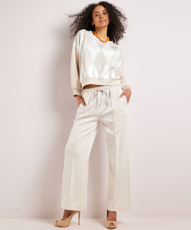 jersey trui met ruiten dessin