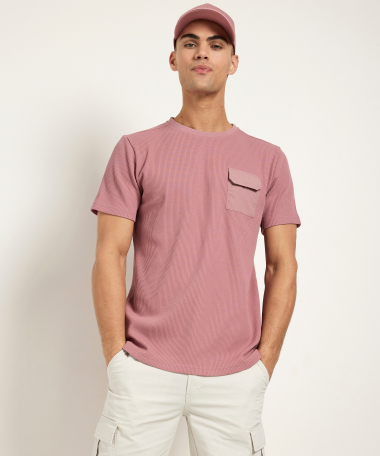 uni t-shirt met klepborstzakje