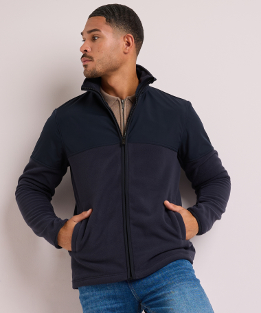fleece vest met softshell schouders