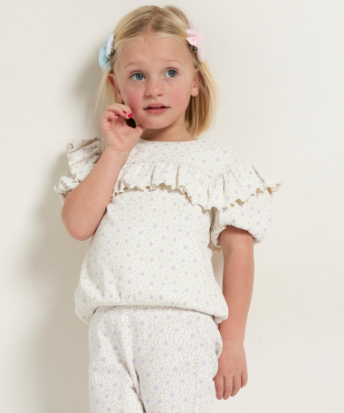 ruche t-shirt met pofmouwen