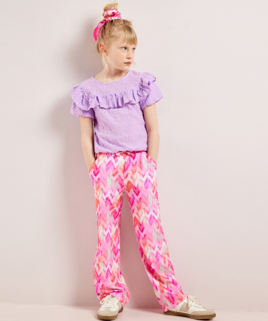 lila broderie top met ruffle