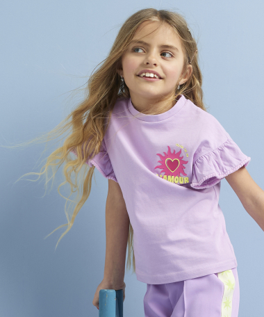 t-shirt met ruches en print