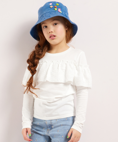 top met broidery ruffle