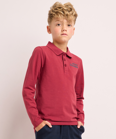 top met polokraag en borstprint
